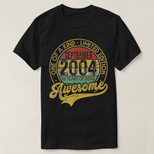ヴィンテージ2004年9月16生まれ年2004年16日 Tシャツ (デザイン正面)