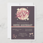 ヴィンテージ2004 21歳の誕生日レトロパープル招待状 招待状 (正面)