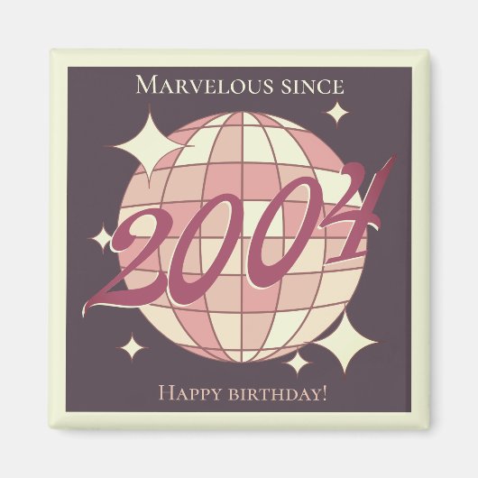 ヴィンテージ2004 21歳の誕生日レトロパープル マグネット (正面)