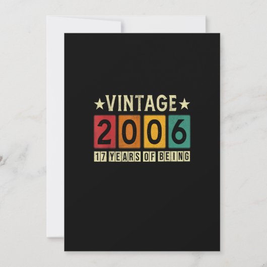 ヴィンテージ2006 17番目の誕生日ギフト2006 17 Y 招待状 (正面)