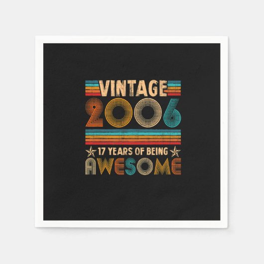 ヴィンテージ2006 17誕生日ギフトボーイズ女の子17年 スタンダードカクテルナプキン (正面)