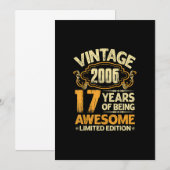 ヴィンテージ2006 2006年17誕生日17年 招待状 (正面/裏面)