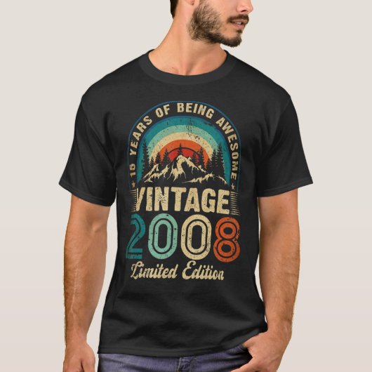 ヴィンテージ2008 15誕生日15歳 Tシャツ (正面)