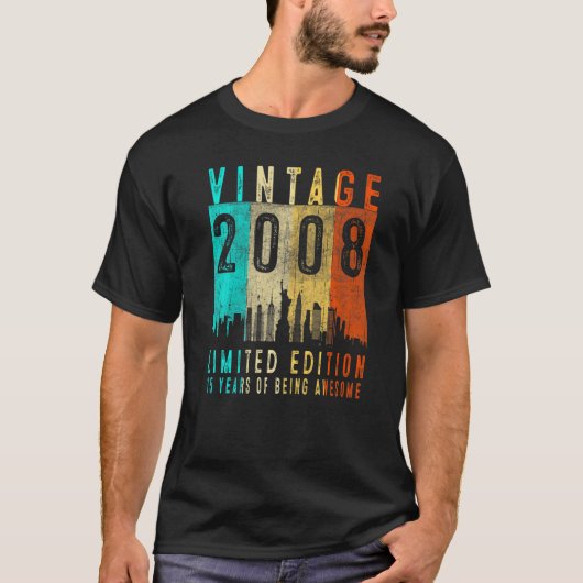 ヴィンテージ2008 15誕生日15歳 Tシャツ (正面)