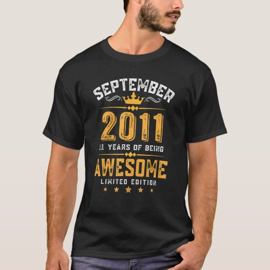 ヴィンテージ2011年9月11日11誕生日 Tシャツ (正面)