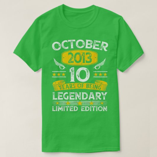 ヴィンテージ2013年10月10歳ギフト10誕生 Tシャツ (デザイン正面)