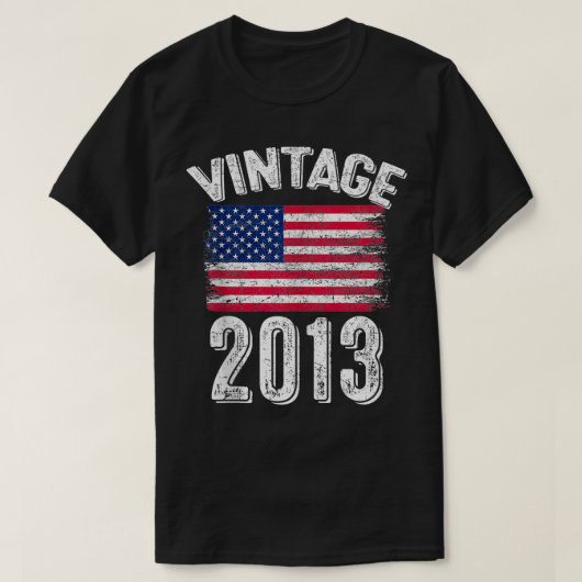ヴィンテージ2013 11歳アメリカ国旗の誕生日4 Tシャツ (デザイン正面)