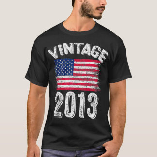 ヴィンテージ2013 11歳アメリカ国旗の誕生日4 Tシャツ