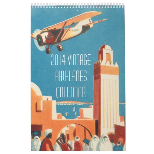 ヴィンテージ2014の飛行機のカレンダー カレンダー (カバー)