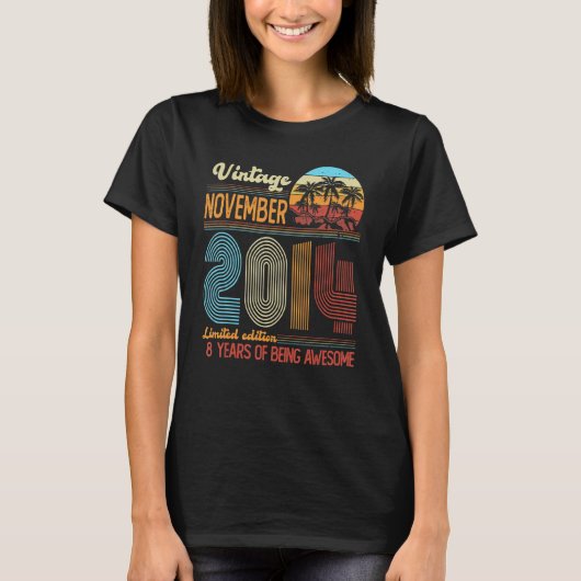 ヴィンテージ2014年11月8歳8th Bデイデコレット Tシャツ (正面)