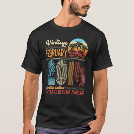 ヴィンテージ2014年2月8歳8th B Day Decorat Tシャツ (正面)