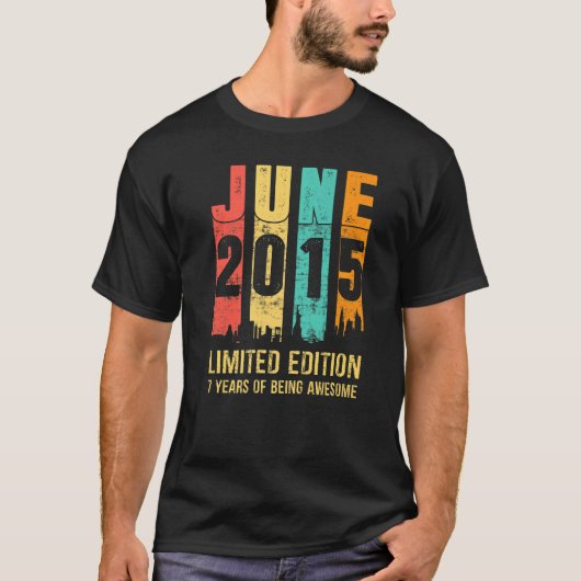 ヴィンテージ2015年6月7日7誕生日 Tシャツ (正面)