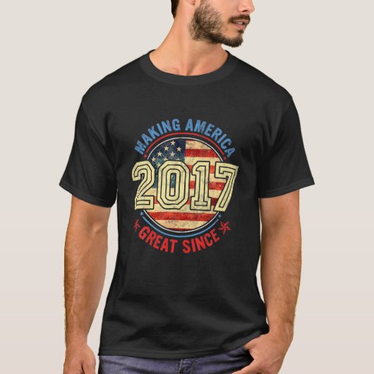 ヴィンテージ2017素晴らし年誕生以来アメリカ国旗 Tシャツ (正面)