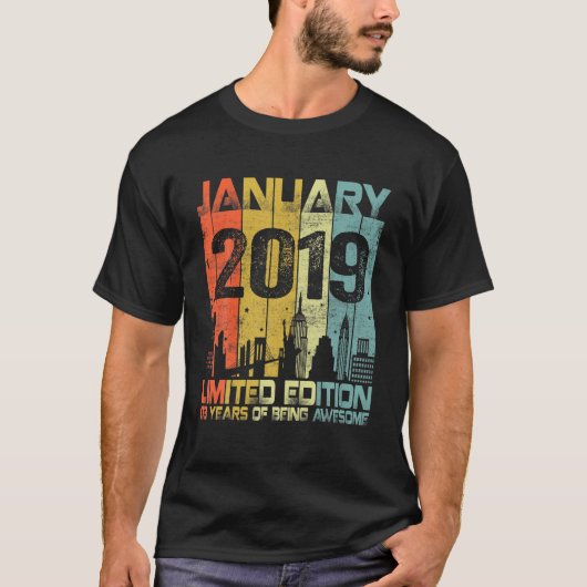 ヴィンテージ2019年1おもしろい月3日3歳 Tシャツ (正面)