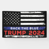 ヴィンテージ2024年のブルートランプ選挙を支持する米国国旗 横断幕 (横)