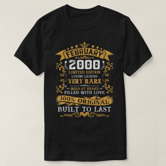 ヴィンテージ21歳の誕生日2000年2月ギフト21年 Tシャツ (デザイン正面)