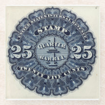 ヴィンテージ25cビール収入印紙ガラスコースター