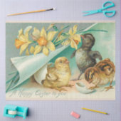 ヴィンテージ3チキンイースターホリデイ 薄葉紙 (クラフト)