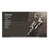 ヴィンテージ3ハロウィンウィッチズ飛んでいるブルーム マグネット名刺 (正面)