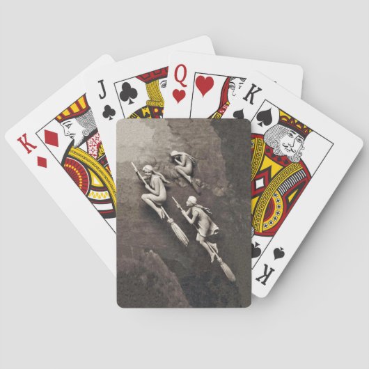 ヴィンテージ3ハロウィーンホワイトウィッチズ飛んでいるブルム トランプ (裏面)