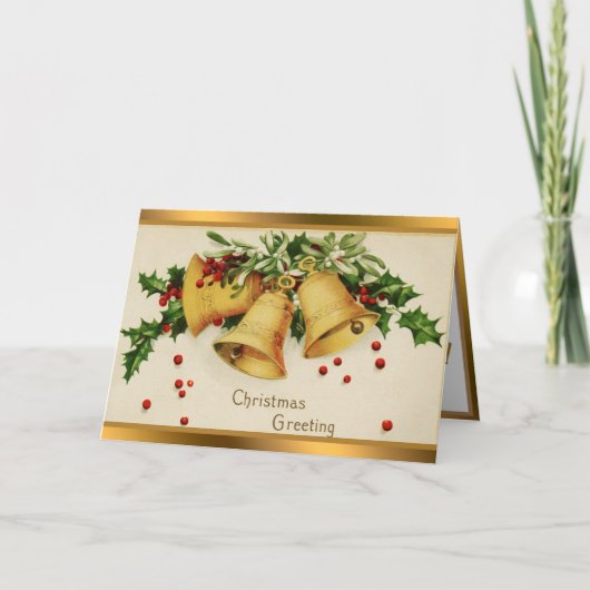 ヴィンテージ3ベルズアンドミストレトーホリデーカード シーズンカード (正面)