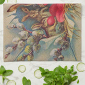 ヴィンテージ3ラビットイースターホリデー キッチンタオル (折り畳み)