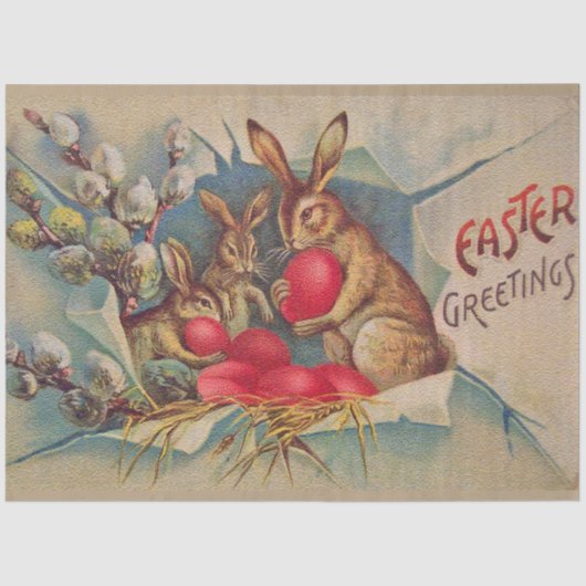 ヴィンテージ3ラビットイースターホリデー 薄葉紙 (正面)