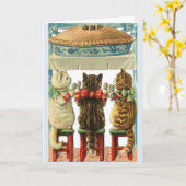 ヴィンテージ3子猫マウスパイノートカード カード (黄色い花)