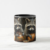 ヴィンテージ3羽のアライグマとカボチャの秋 マグカップ (中央)