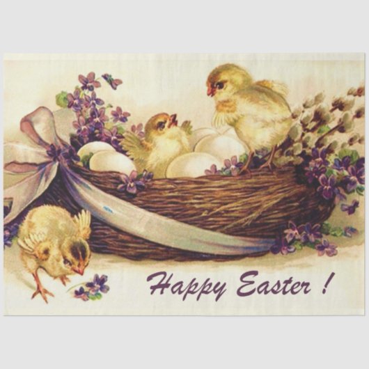 ヴィンテージ3鶏と卵イースターホリデー 薄葉紙 (正面)