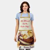 ヴィンテージ3鶏と卵イースター エプロン (着用した状態)