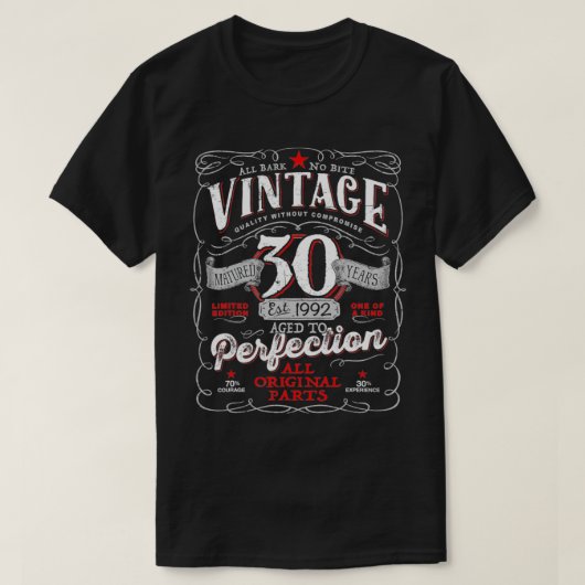 ヴィンテージ30歳の彼のための1992年の完璧な Tシャツ (デザイン正面)