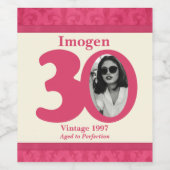ヴィンテージ30歳の誕生日フォトカスタムワインラベル ワインラベル (シングルラベル)