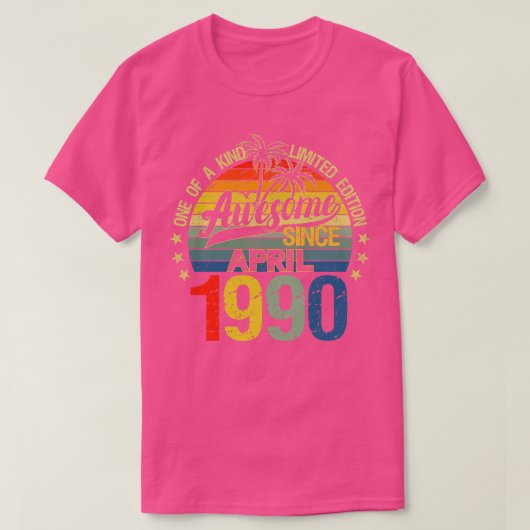 ヴィンテージ32歳1990年4月デコレーション32nd B Tシャツ (デザイン正面)