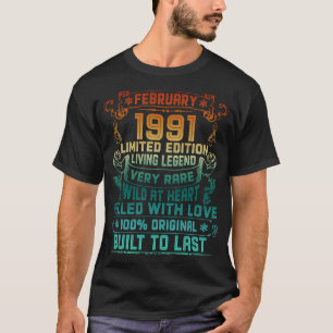 ヴィンテージ32歳1991年2月32誕生日 Tシャツ