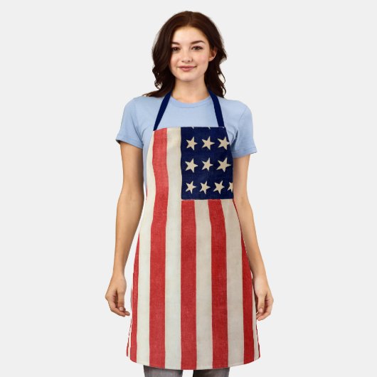 ヴィンテージ36つ星アメリカ国旗 エプロン (着用した状態)