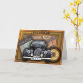 ヴィンテージ3Dの車ハッピーバースデーのパパ カード (黄色い花)