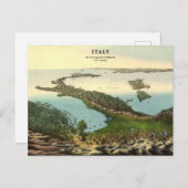 ヴィンテージ3Dイタリア地図(19世紀)はがき ポストカード (正面/裏面)