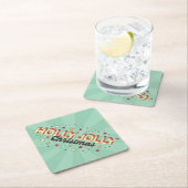 ヴィンテージ3dタイポグラフィ、ホリーすてきクリスマス文字 ペーパーコースター (インサイチュ)