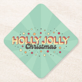 ヴィンテージ3dタイポグラフィ、ホリーすてきクリスマス文字 ペーパーコースター