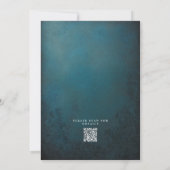 ヴィンテージ3d金ゴールドの葉qrコード結婚 招待状 (裏面)