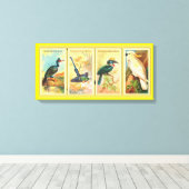 ヴィンテージ4つの熱帯鳥が1つのイラストレーション キャンバスプリント (インサイチュ (ウッドフロア))