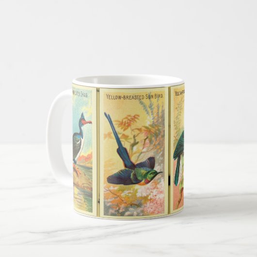 ヴィンテージ4つの熱帯鳥が1つのイラストレーション コーヒーマグカップ (正面左)