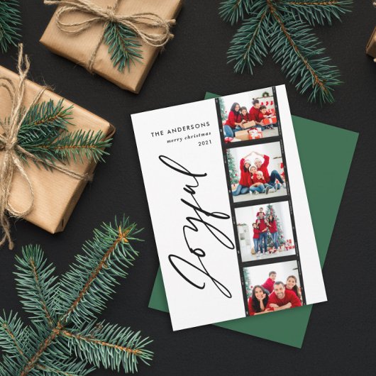 ヴィンテージ4フォトコラージュタイポグラフィグリーンクリスマス