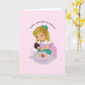 ヴィンテージ4年誕生日カード カード (黄色い花)