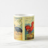 ヴィンテージ4熱帯鳥イラストレーションブラックスワン コーヒーマグカップ (中央)