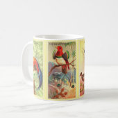 ヴィンテージ4熱帯鳥イラストレーションリールバード コーヒーマグカップ (正面左)