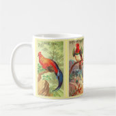 ヴィンテージ4熱帯鳥イラストレーションリールバード コーヒーマグカップ (左)