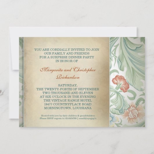 ヴィンテージ40周年記念の写真付き招待状 招待状 (裏面)