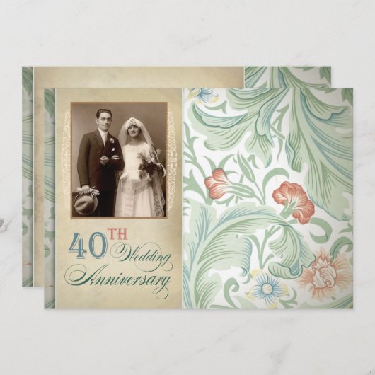 ヴィンテージ40周年記念の写真付き招待状 招待状 (正面/裏面)